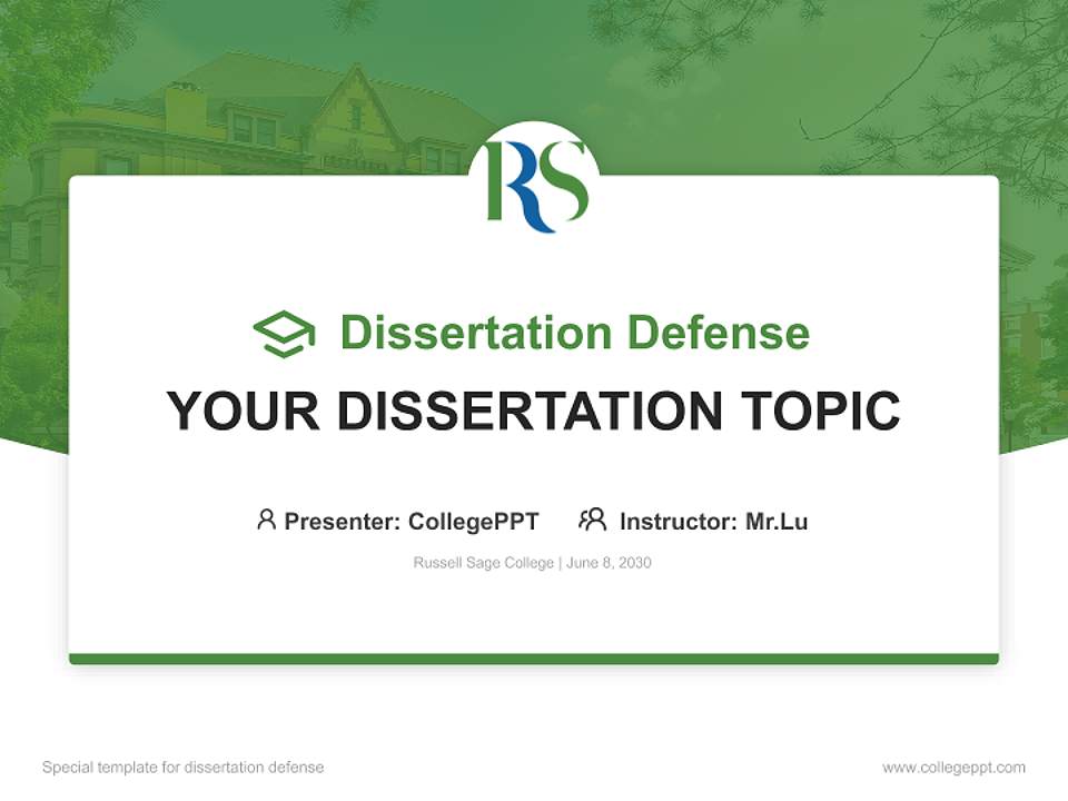 Russell Sage College Graduation Thesis Defense PPT Template4:3 ratio PPT effect preview image7
