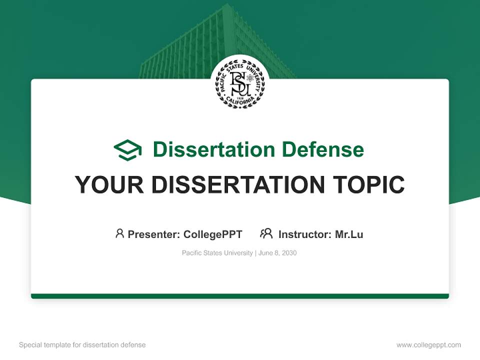 Pacific States University Graduation Thesis Defense PPT Template4:3 ratio PPT effect preview image7