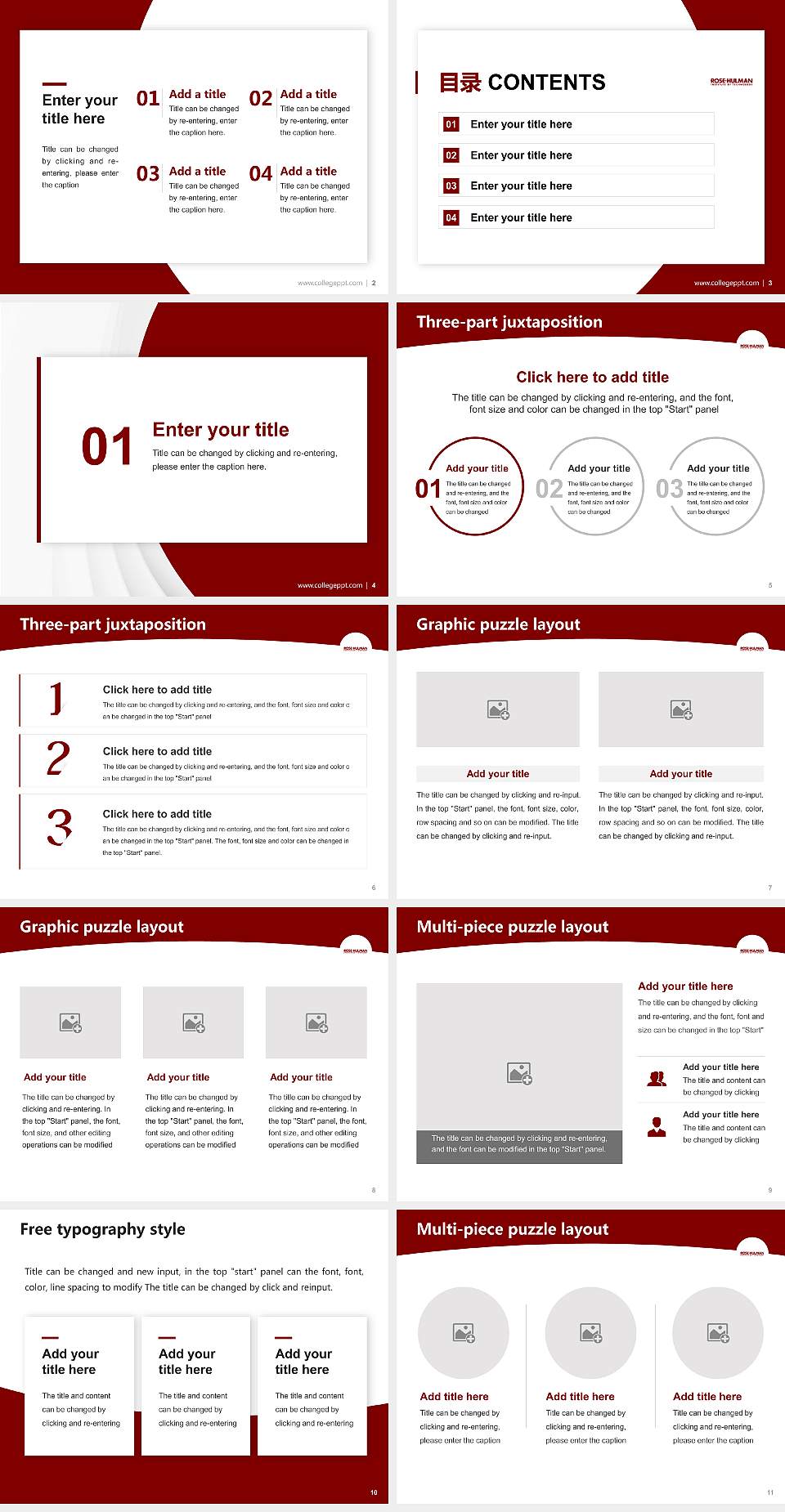 Rose-Hulman Institute of Technology Academic Presentation/Research Findings Report PPT Template4:3 ratio PPT effect preview image2