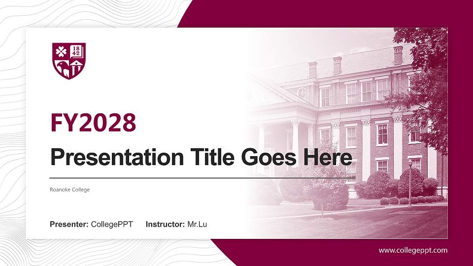 Roanoke College Academic Presentation/Research Findings Report PPT Template16:9 ratio PPT effect preview image