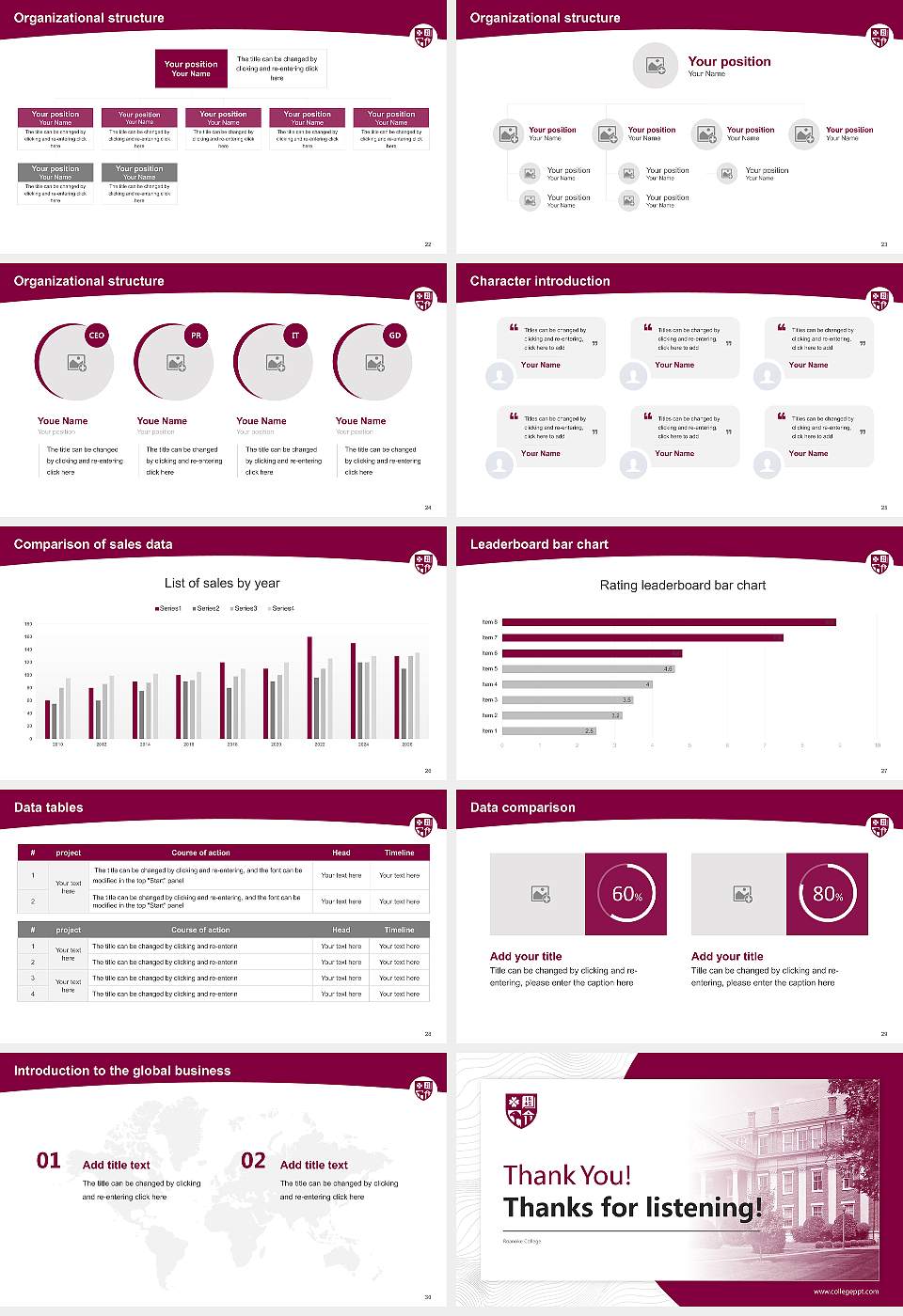 Roanoke College Academic Presentation/Research Findings Report PPT Template16:9 ratio PPT effect preview image4