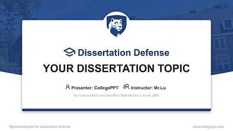 Pennsylvania State University-Penn State Abington Graduation Thesis Defense PPT Template