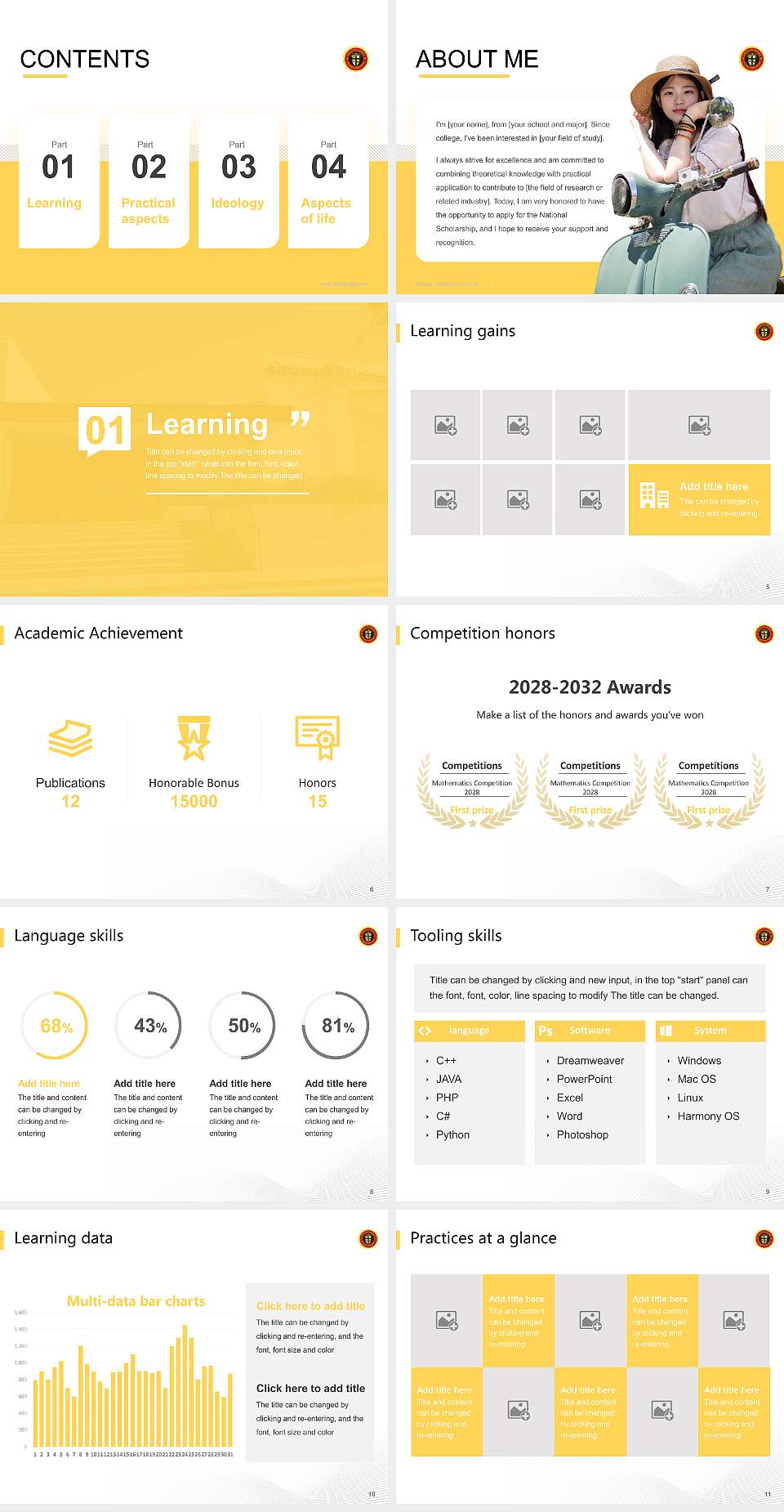 Ottawa University-Surprise National Scholarship Defense PPT Template4:3 ratio PPT effect preview image2