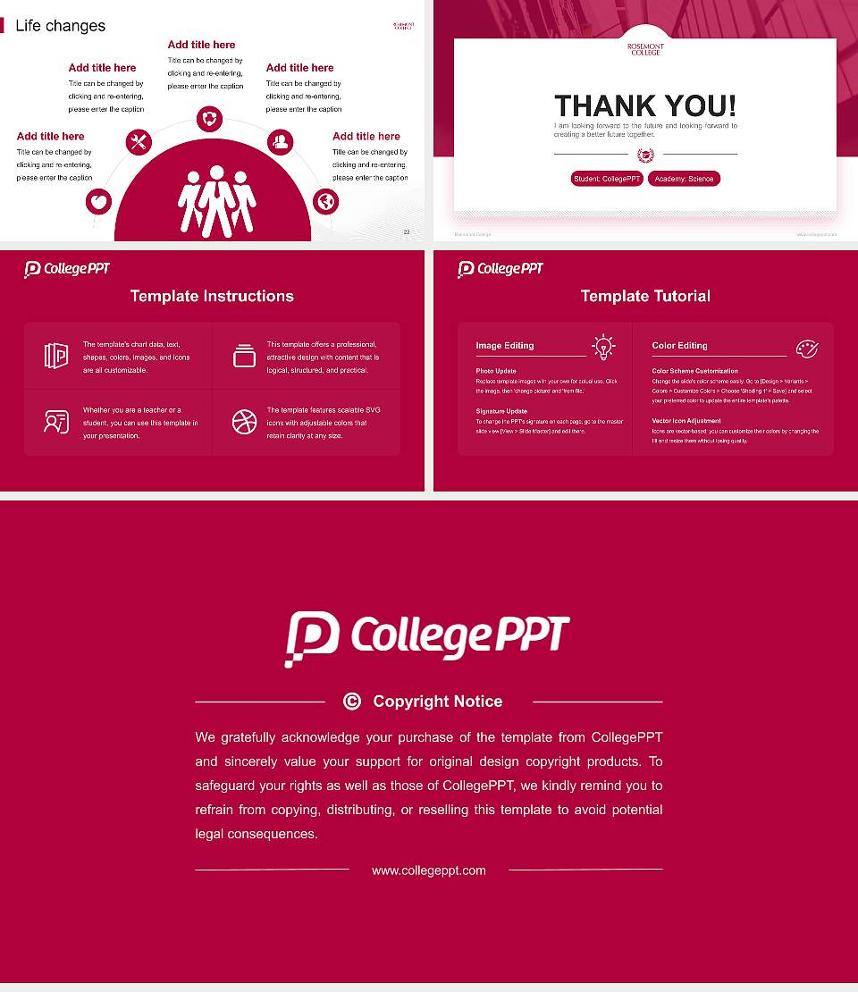 Rosemont College National Scholarship Defense PPT Template16:9 ratio PPT effect preview image4