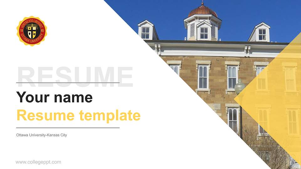 Ottawa University-Kansas City Resume PPT Template16:9 ratio PPT effect preview image