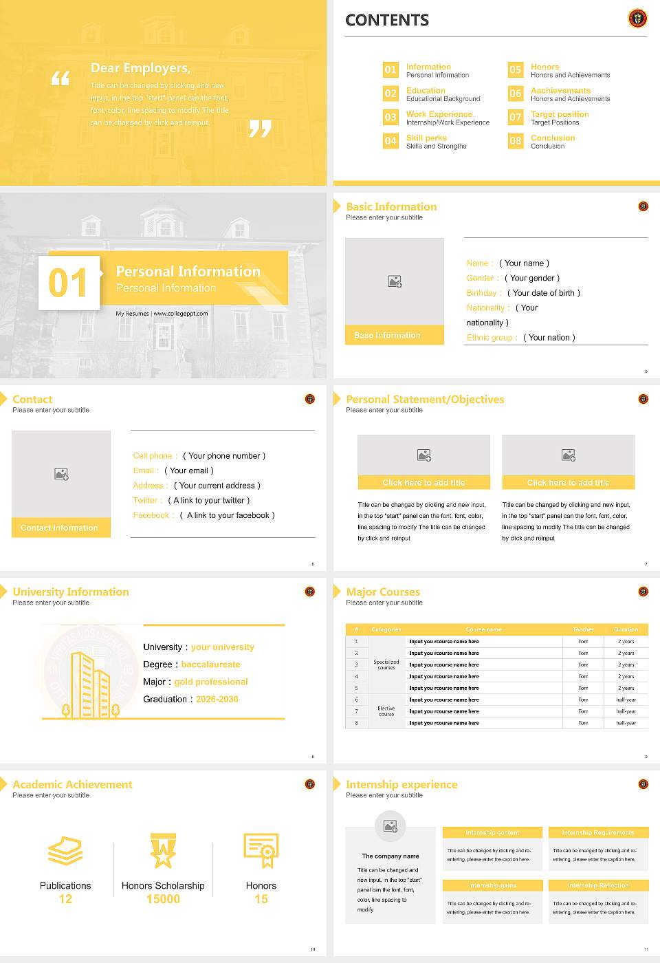 Ottawa University-Kansas City Resume PPT Template16:9 ratio PPT effect preview image2