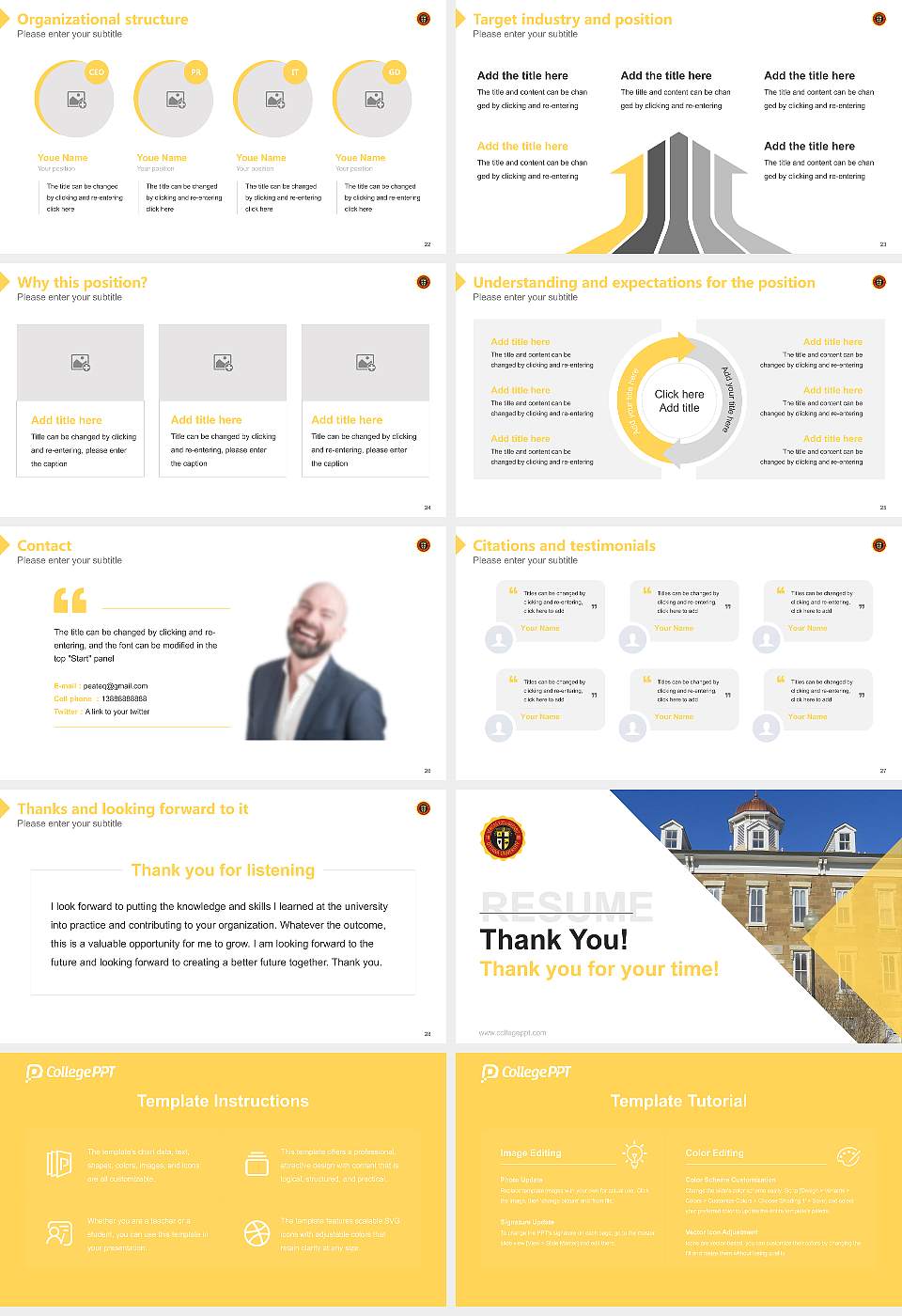Ottawa University-Kansas City Resume PPT Template16:9 ratio PPT effect preview image4