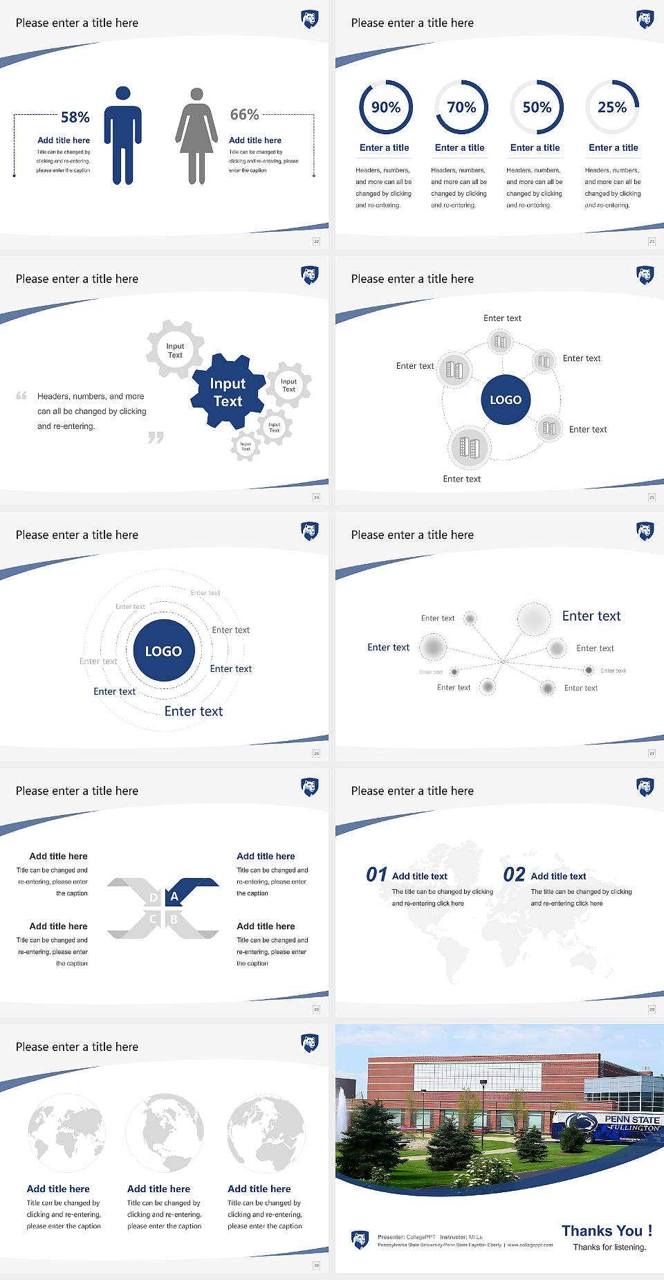 Pennsylvania State University-Penn State Fayette- Eberly Course/Courseware Creation PPT Template4:3 ratio PPT effect preview image4