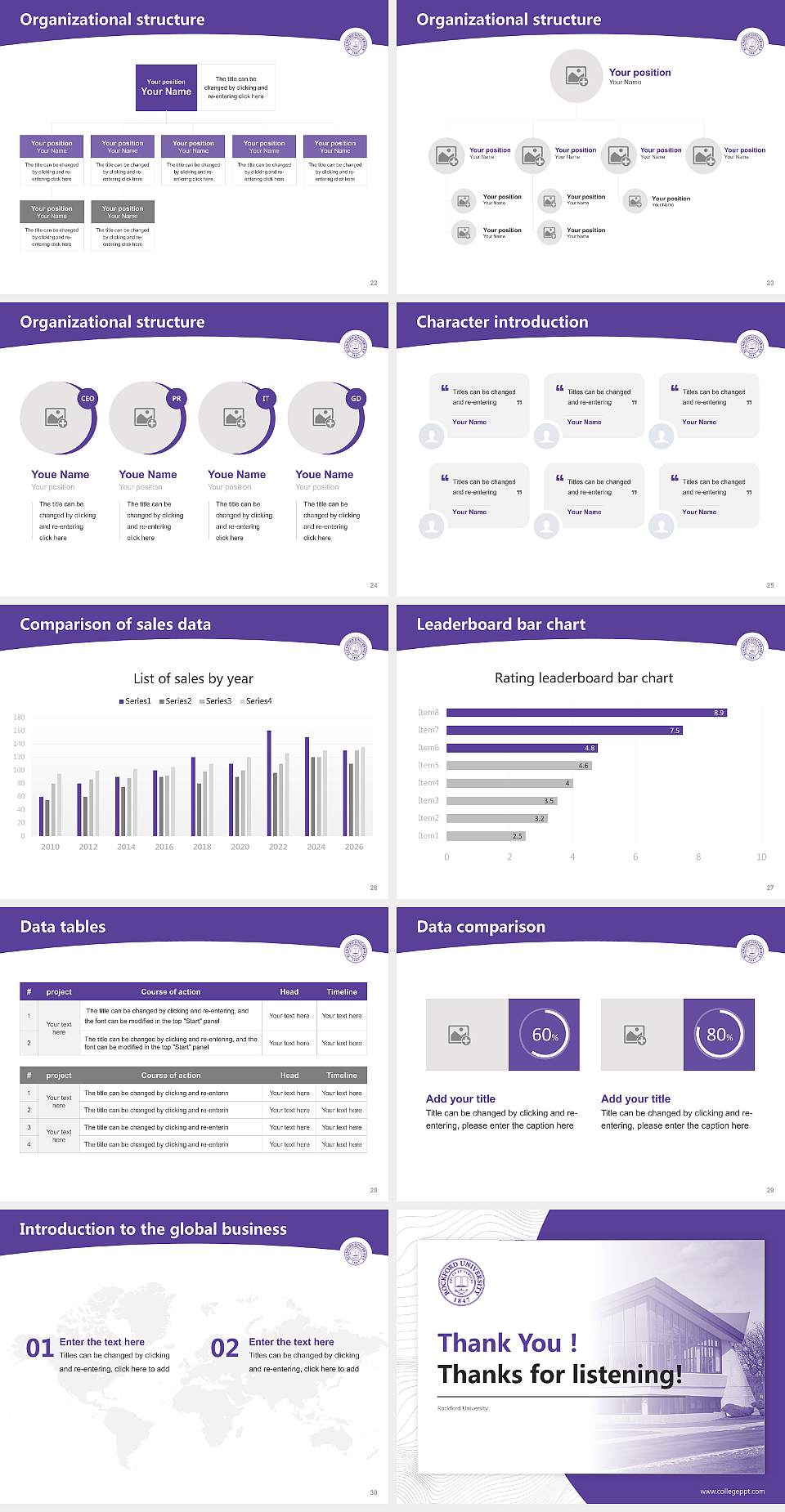Rockford University Academic Presentation/Research Findings Report PPT Template4:3 ratio PPT effect preview image4
