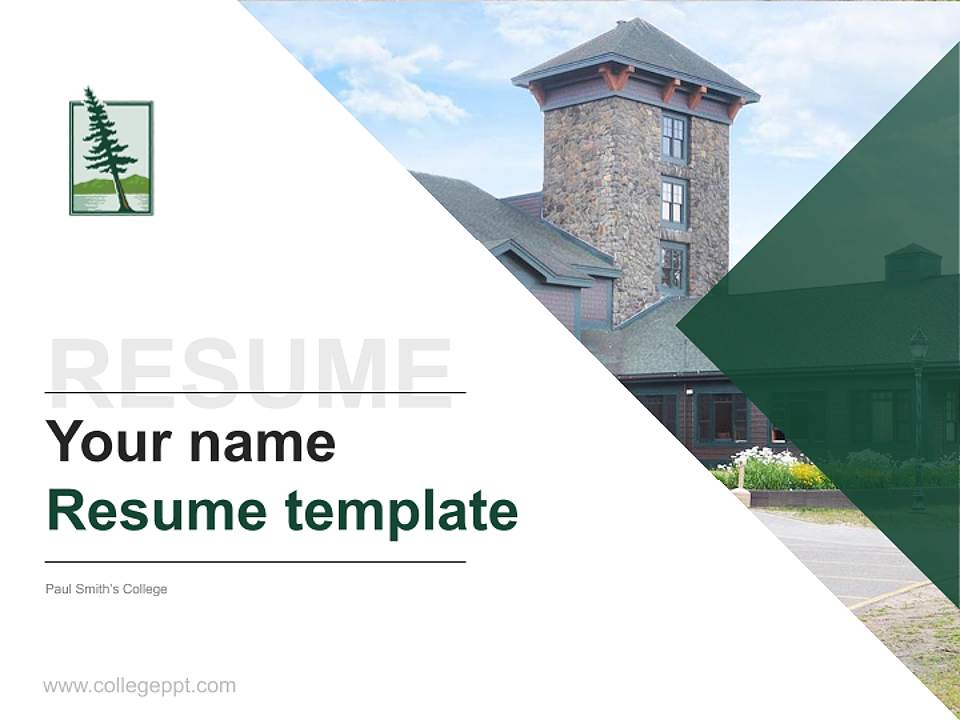 Paul Smith’s College Resume PPT Template4:3 ratio PPT effect preview image5