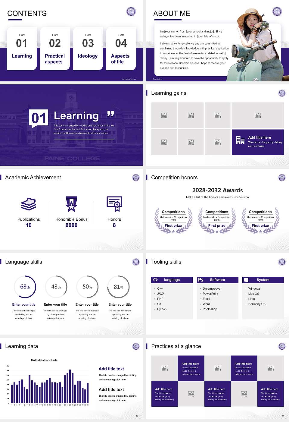 Paine College National Scholarship Defense PPT Template16:9 ratio PPT effect preview image2