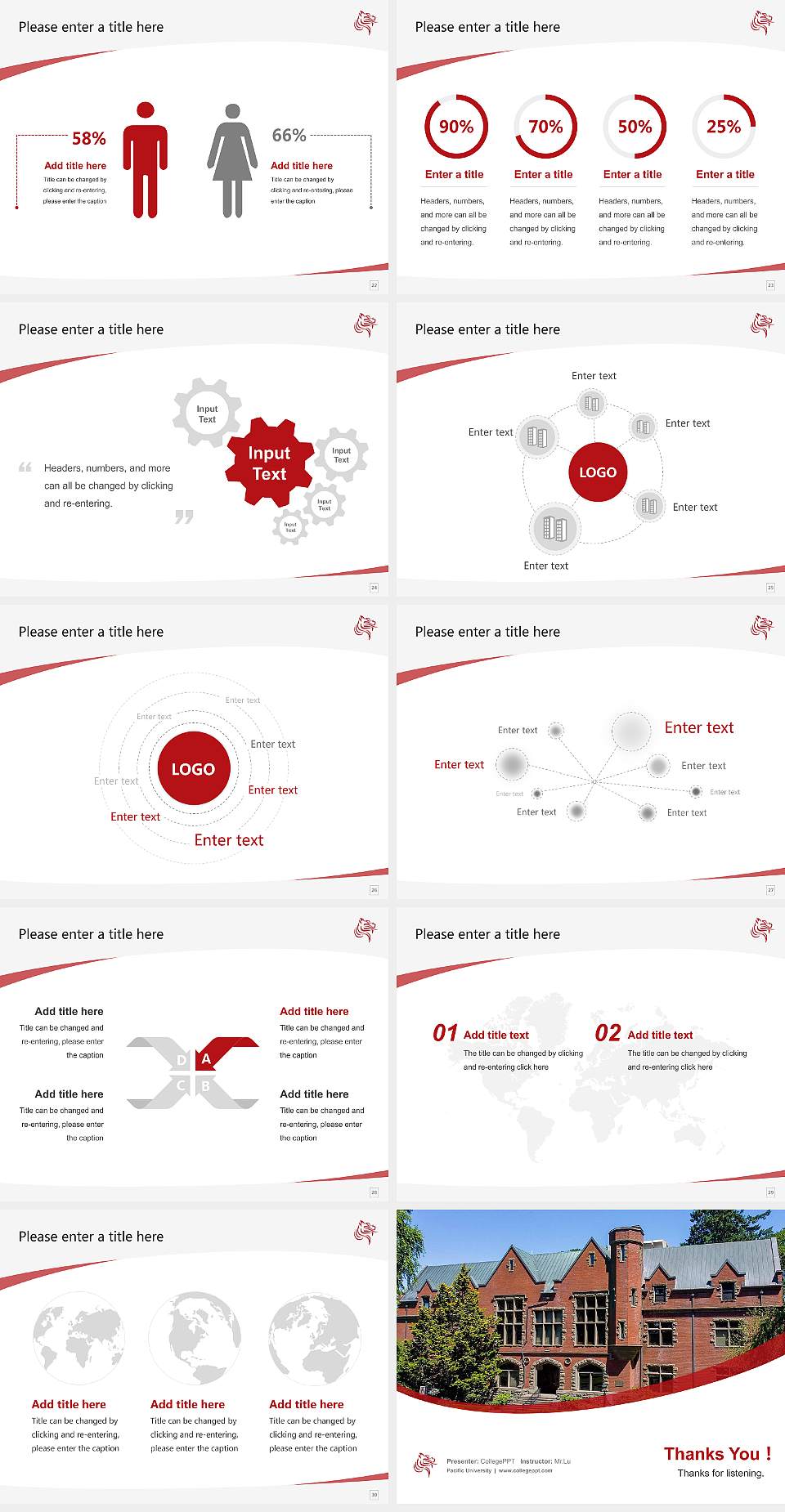 Pacific University Course/Courseware Creation PPT Template4:3 ratio PPT effect preview image4