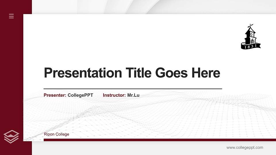Ripon College Thesis Proposal/Graduation Defense PPT Template16:9 ratio PPT effect preview image