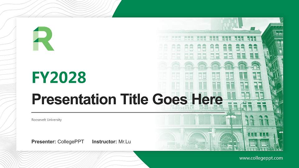 Roosevelt University Academic Presentation/Research Findings Report PPT Template16:9 ratio PPT effect preview image