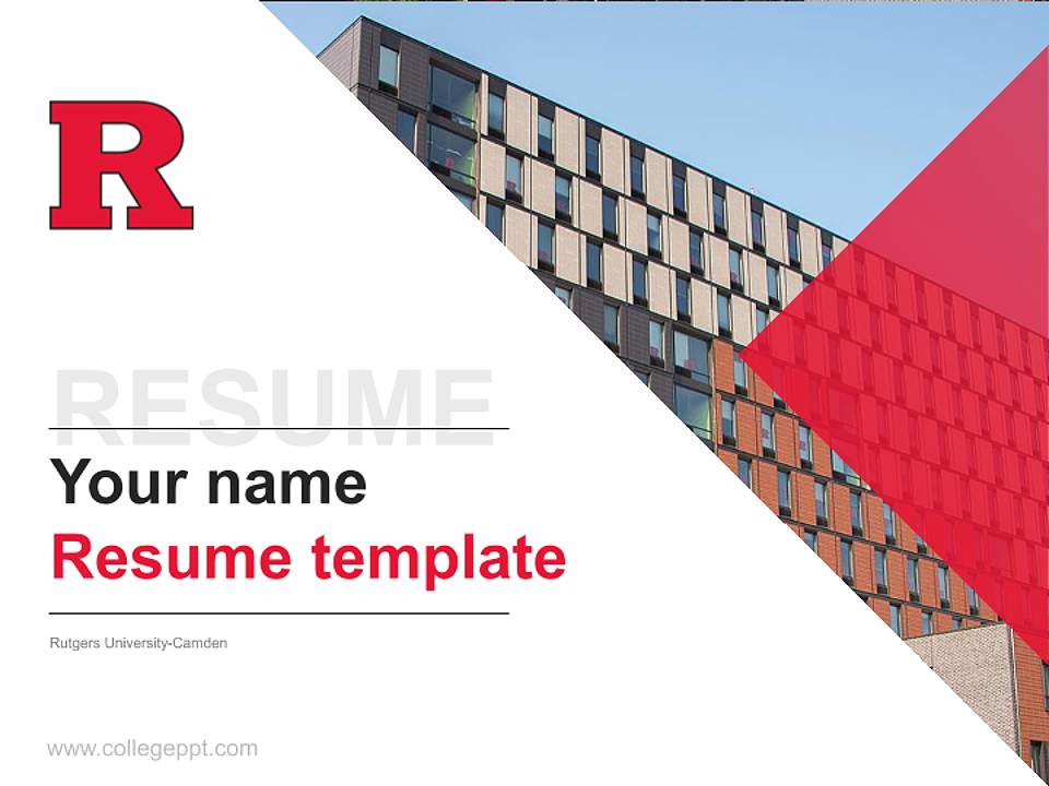 Rutgers University-Camden Resume PPT Template4:3 ratio PPT effect preview image5
