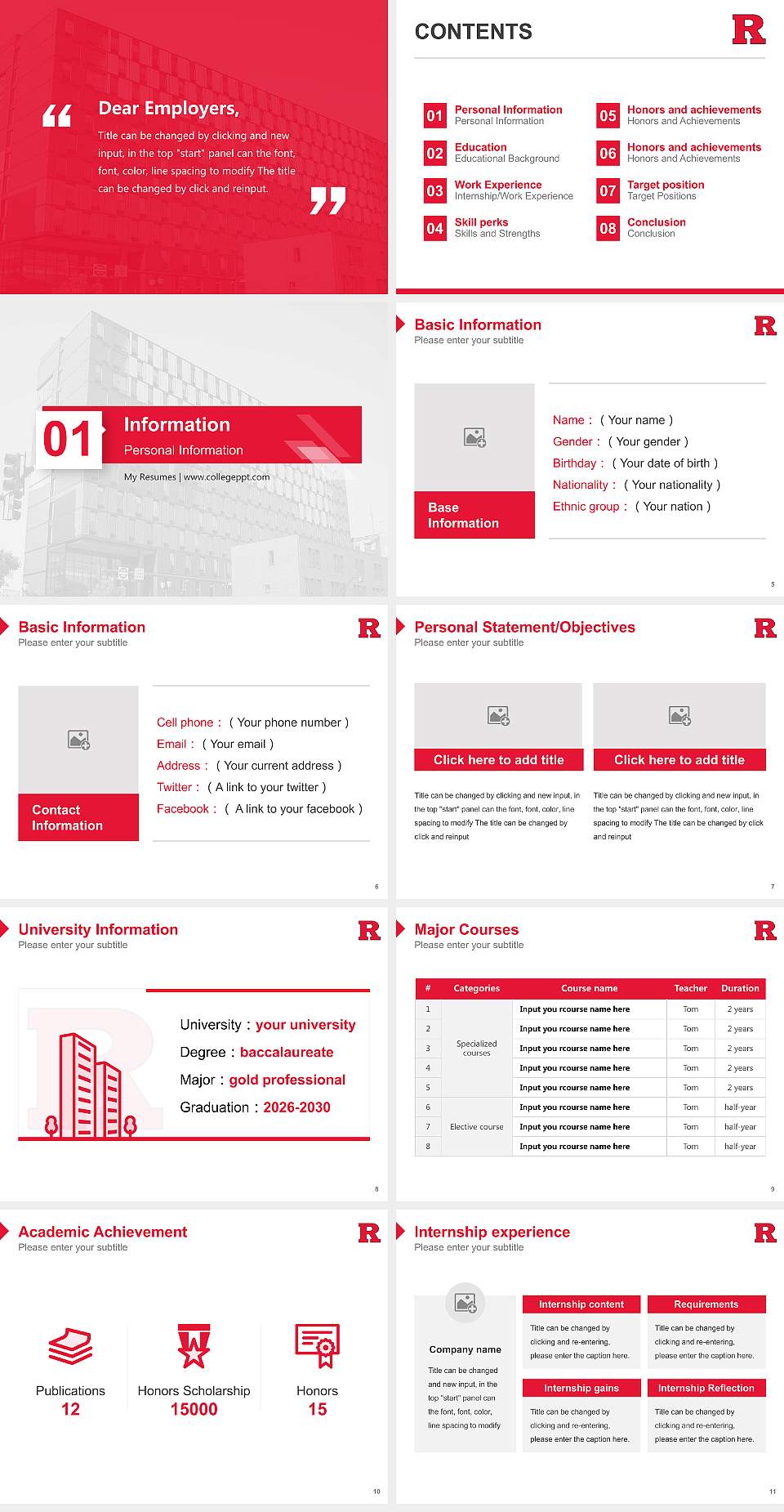 Rutgers University-Camden Resume PPT Template4:3 ratio PPT effect preview image2