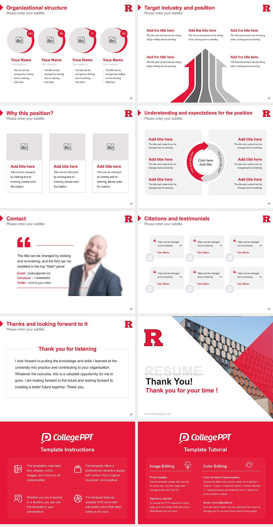 Rutgers University-Camden Resume PPT Template4:3 ratio PPT effect preview image4