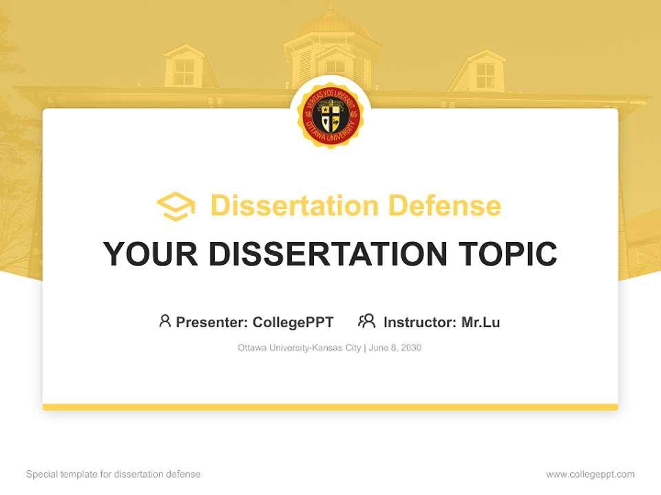 Ottawa University-Kansas City Graduation Thesis Defense PPT Template4:3 ratio PPT effect preview image7