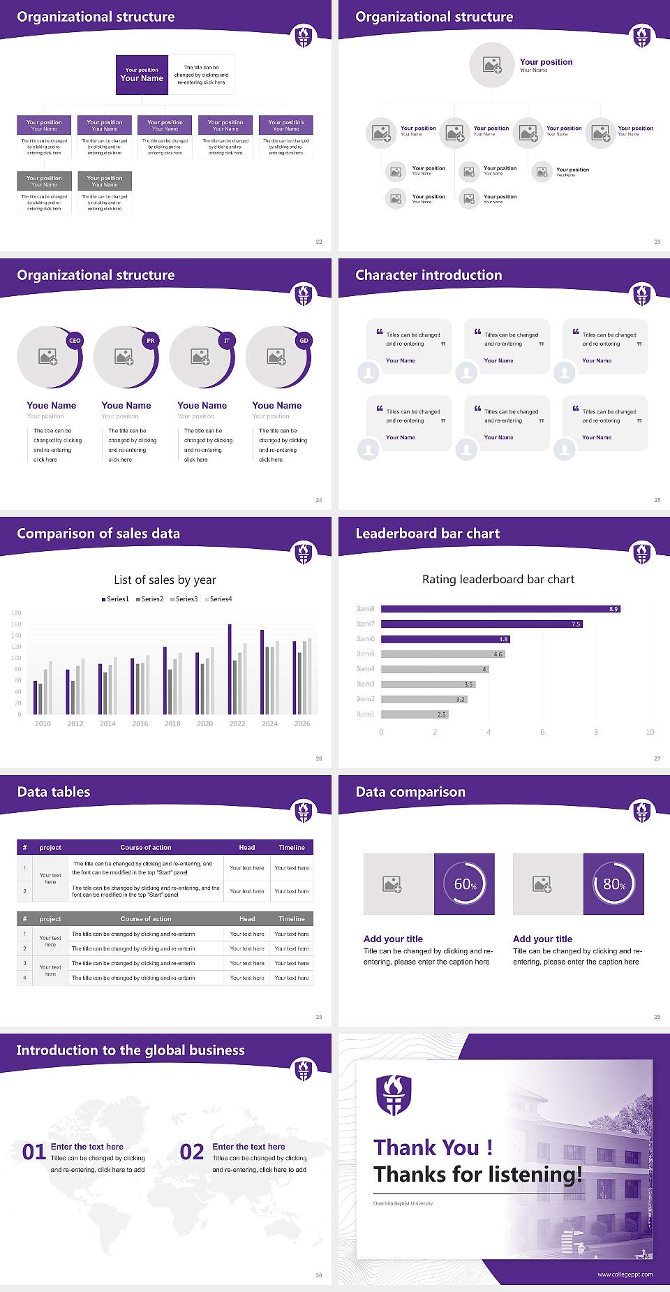 Ouachita Baptist University Academic Presentation/Research Findings Report PPT Template4:3 ratio PPT effect preview image4