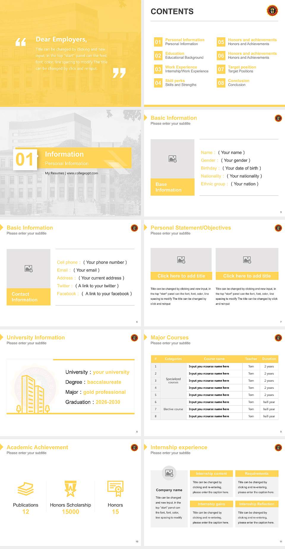 Ottawa University-Ottawa Resume PPT Template4:3 ratio PPT effect preview image2