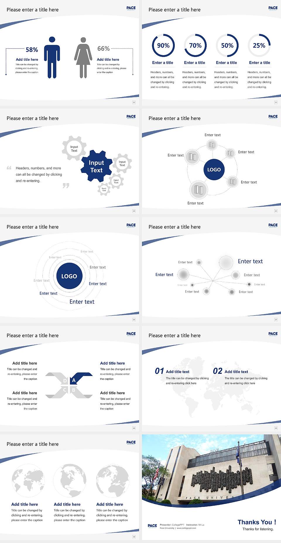 Pace University Course/Courseware Creation PPT Template4:3 ratio PPT effect preview image4