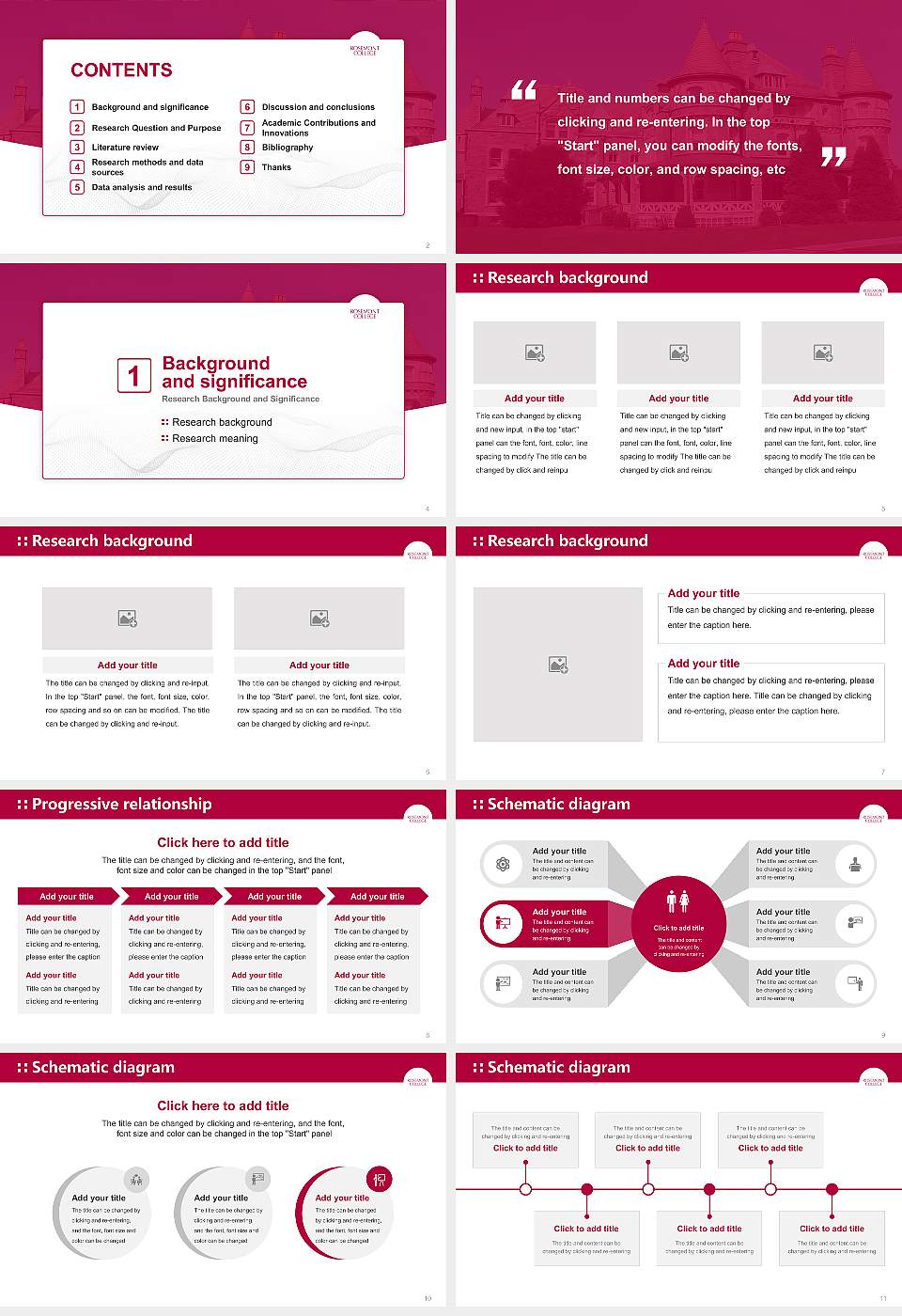 Rosemont College Graduation Thesis Defense PPT Template16:9 ratio PPT effect preview image2