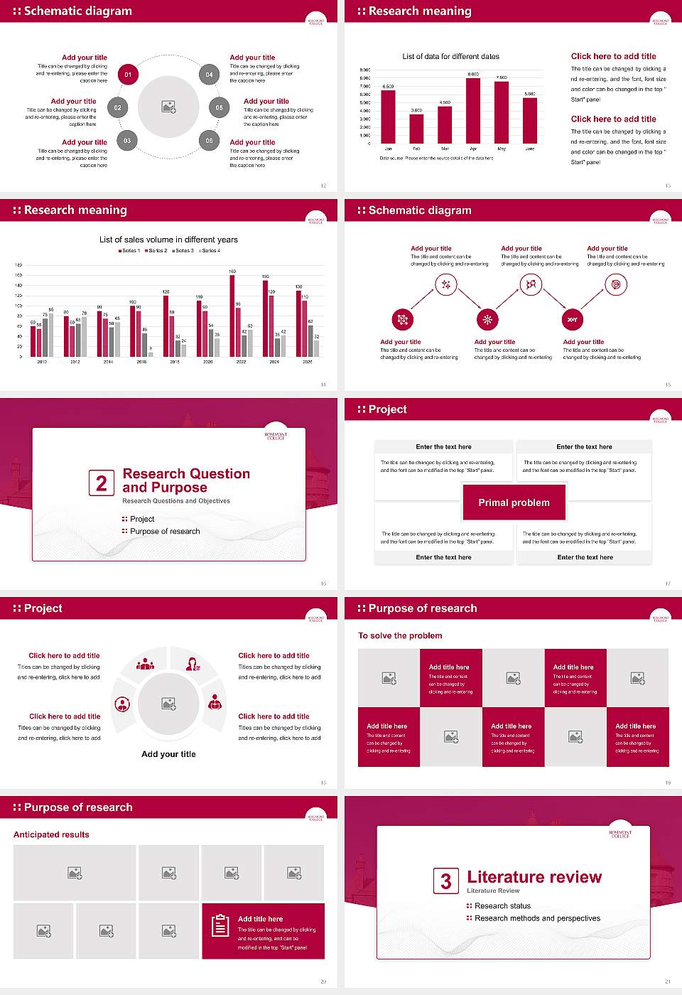Rosemont College Graduation Thesis Defense PPT Template16:9 ratio PPT effect preview image3