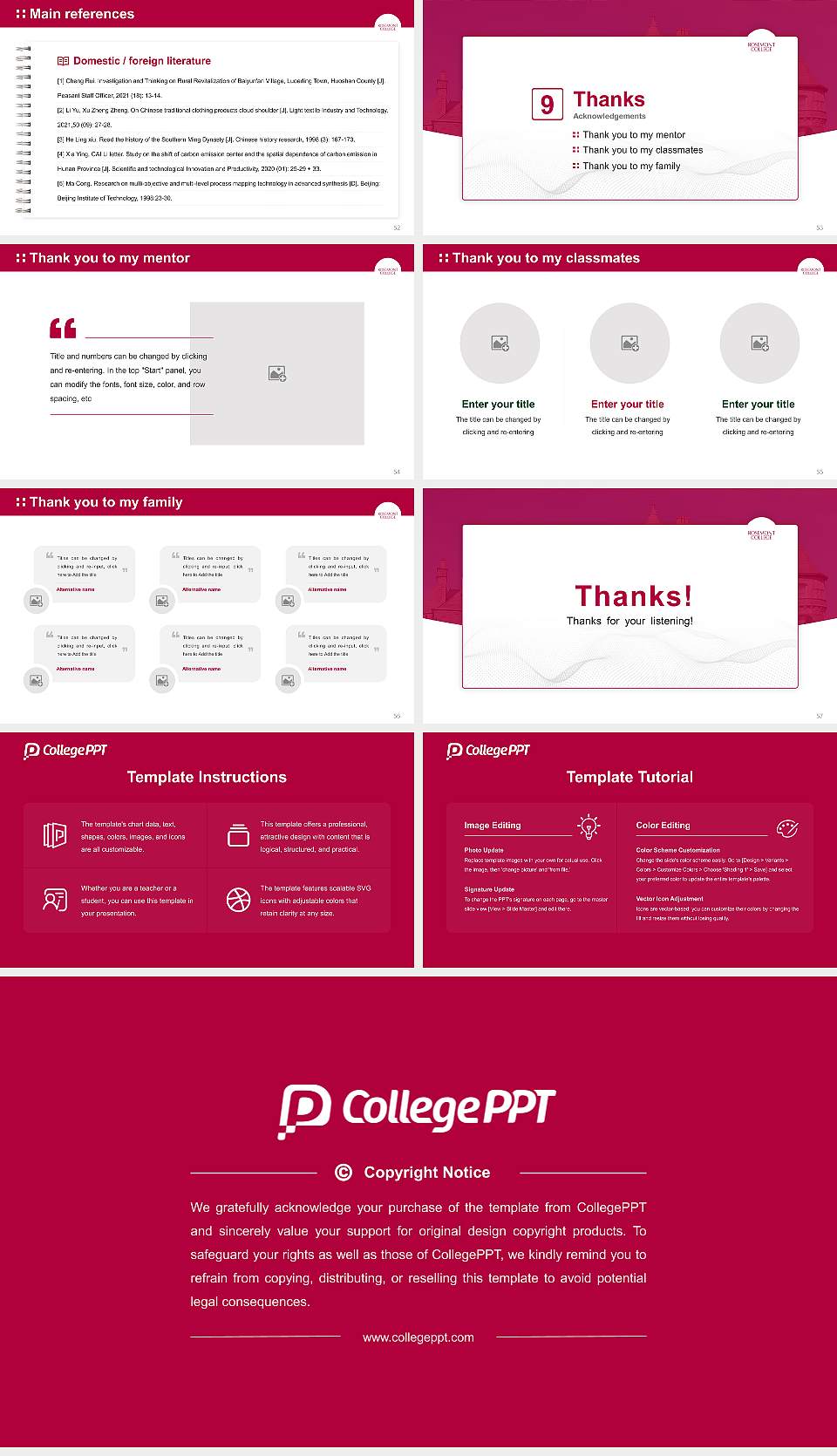 Rosemont College Graduation Thesis Defense PPT Template16:9 ratio PPT effect preview image7