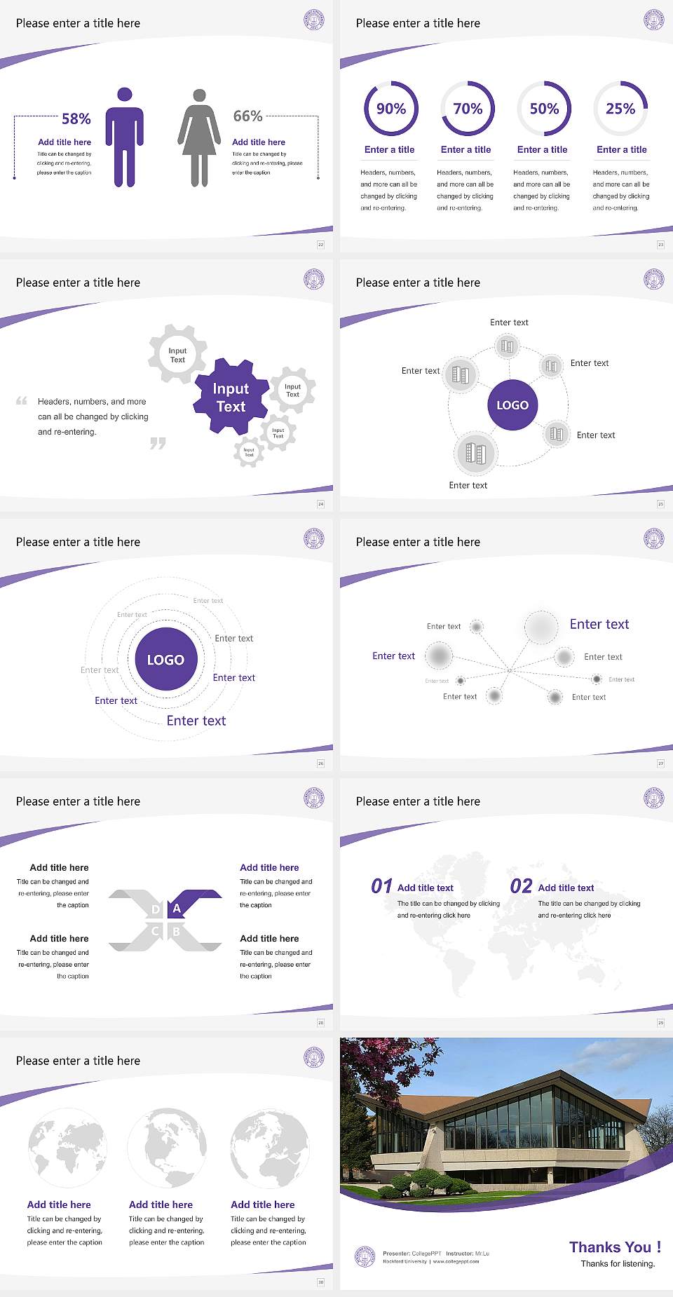 Rockford University Course/Courseware Creation PPT Template4:3 ratio PPT effect preview image4