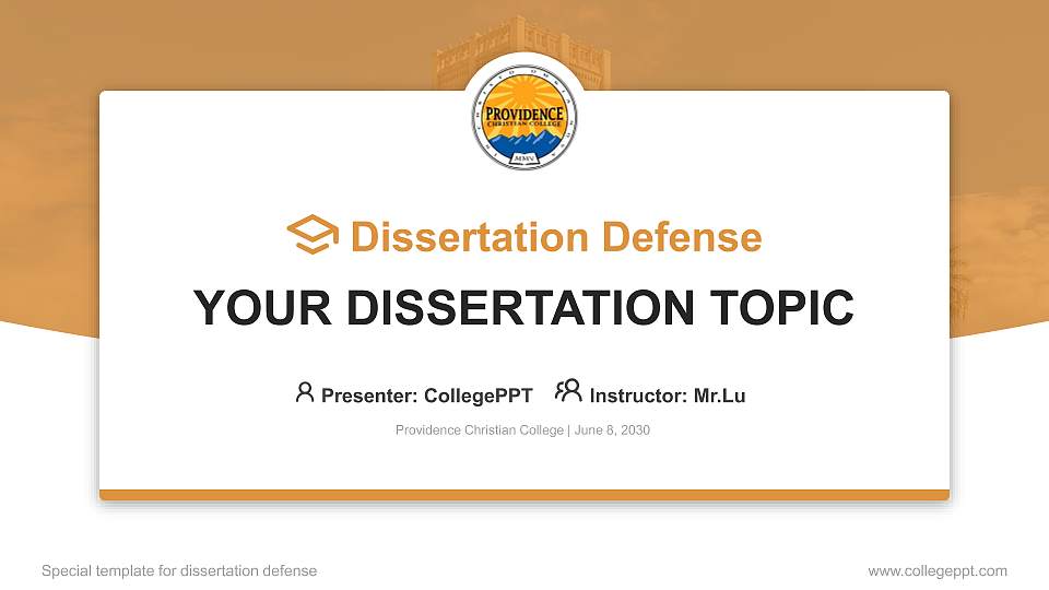 Providence Christian College Graduation Thesis Defense PPT Template16:9 ratio PPT effect preview image1