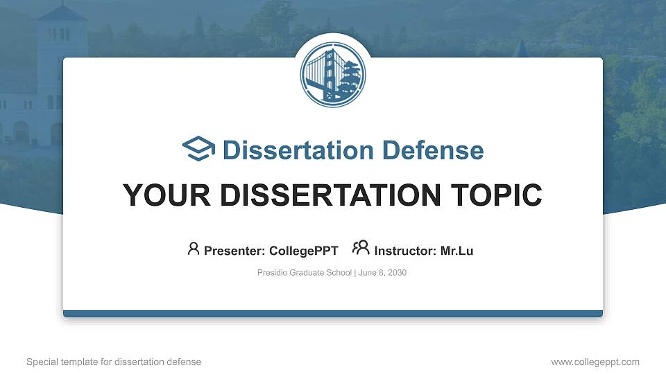 Presidio Graduate School Graduation Thesis Defense PPT Template16:9 ratio PPT effect preview image