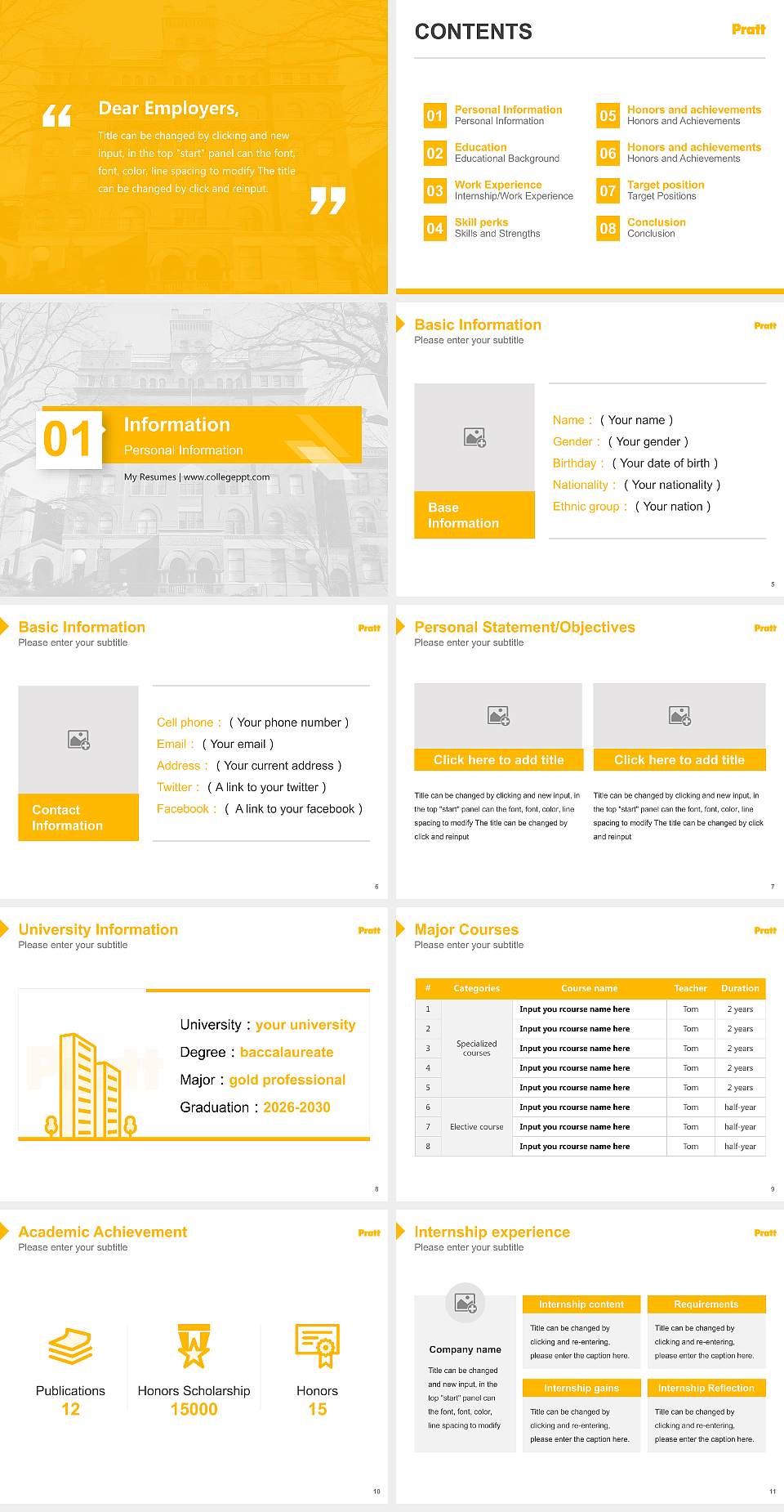 Pratt Institute-Main Resume PPT Template4:3 ratio PPT effect preview image2