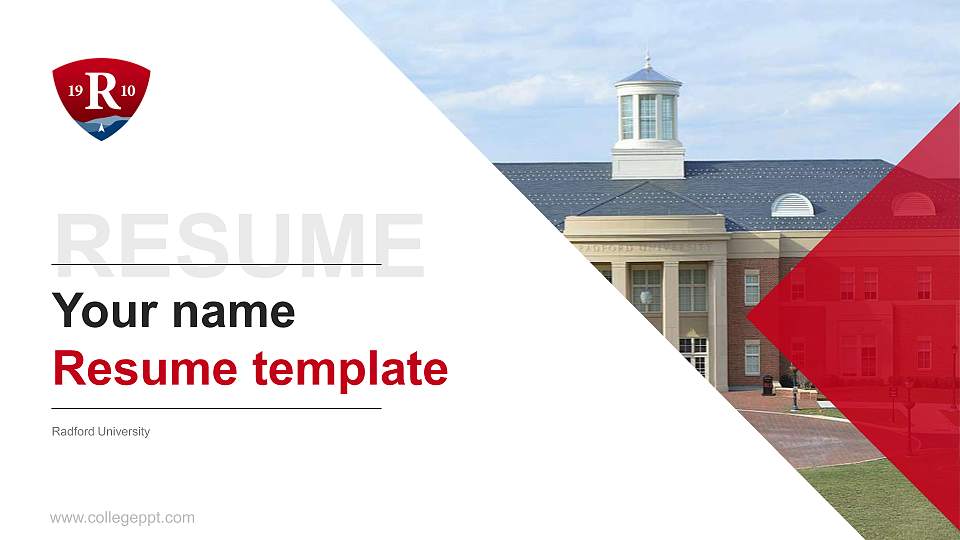 Radford University Resume PPT Template16:9 ratio PPT effect preview image