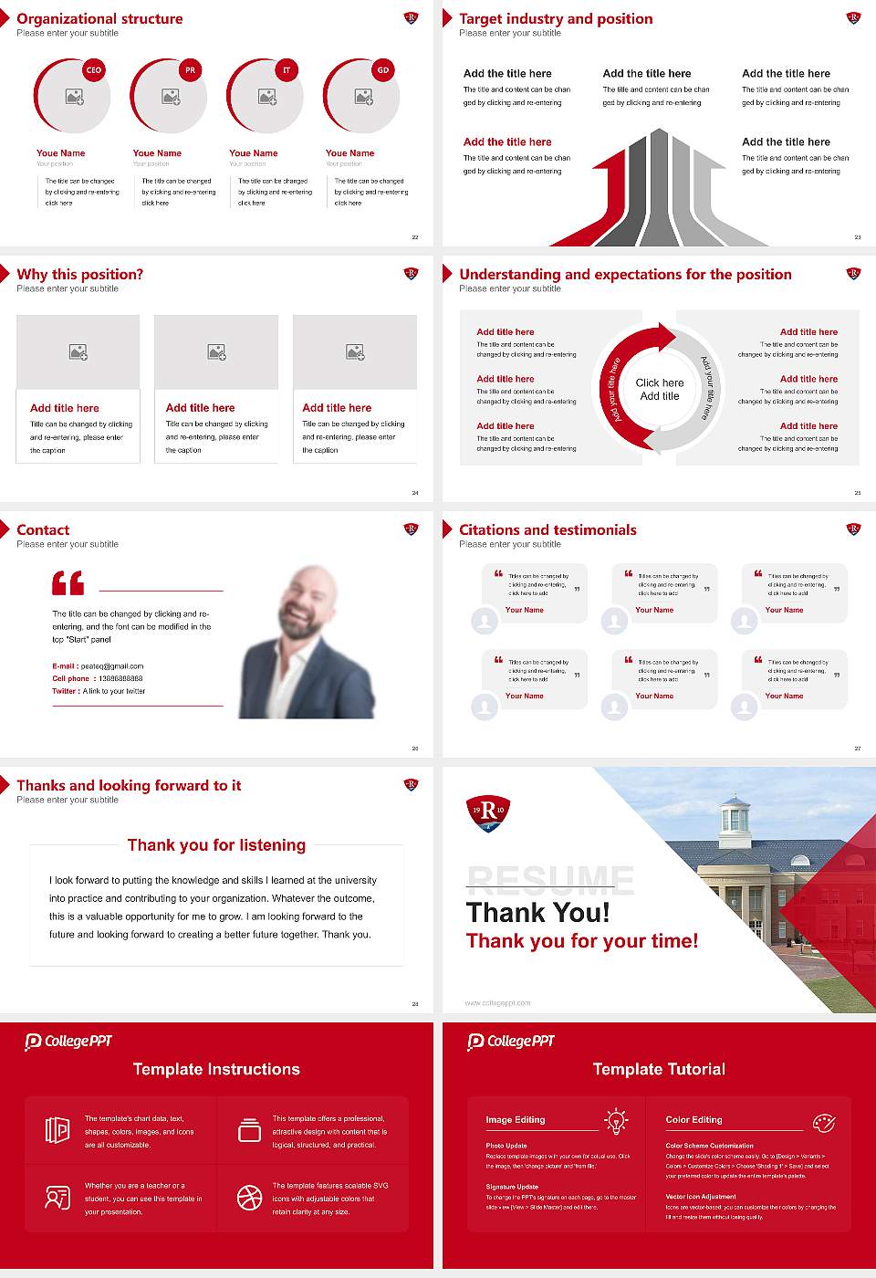 Radford University Resume PPT Template16:9 ratio PPT effect preview image4