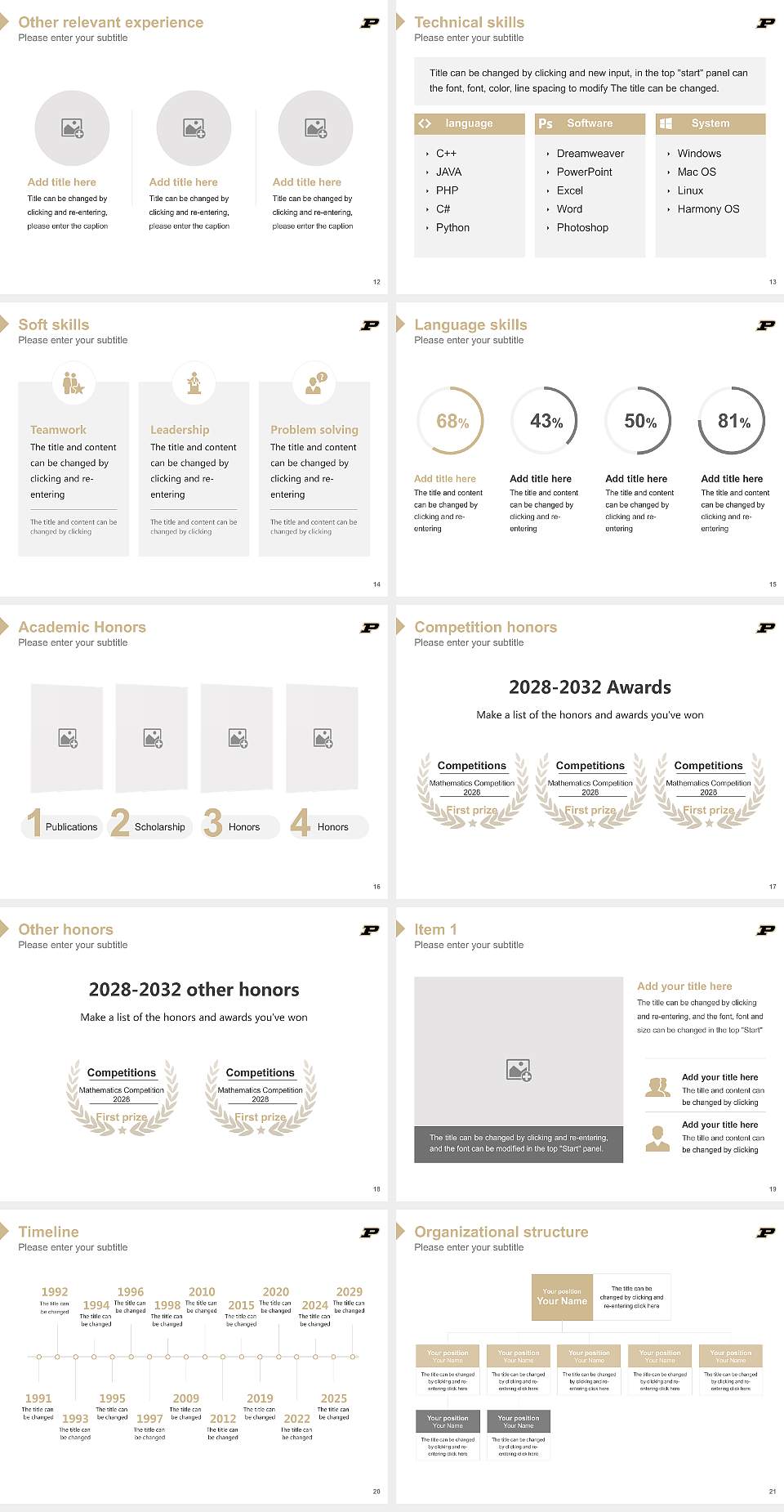 Purdue University-Main Campus Resume PPT Template4:3 ratio PPT effect preview image3