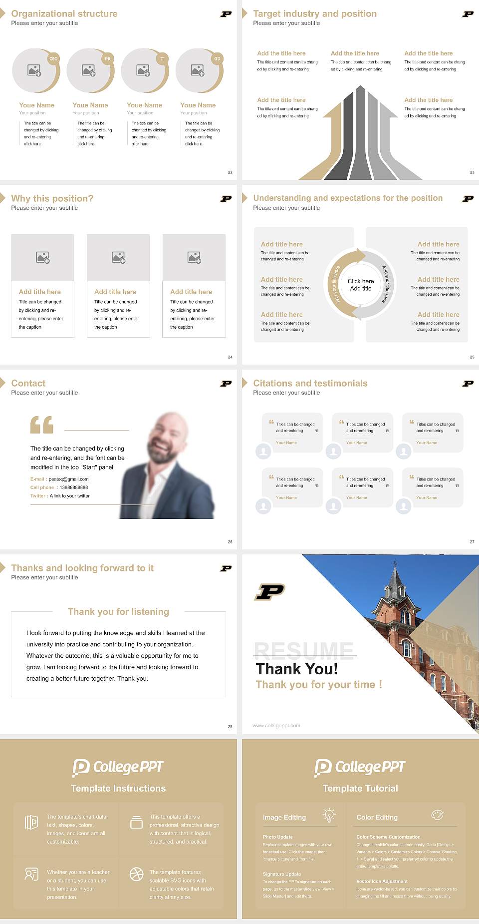 Purdue University-Main Campus Resume PPT Template4:3 ratio PPT effect preview image4