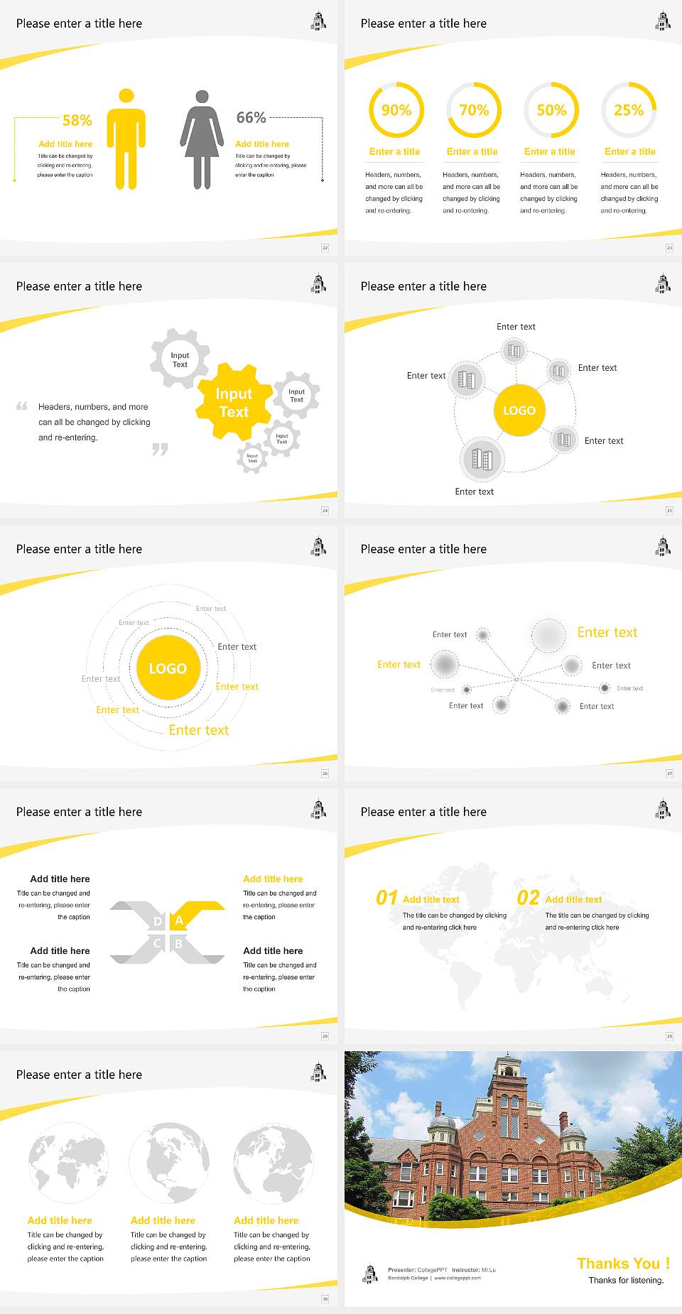 Randolph College Course/Courseware Creation PPT Template4:3 ratio PPT effect preview image4