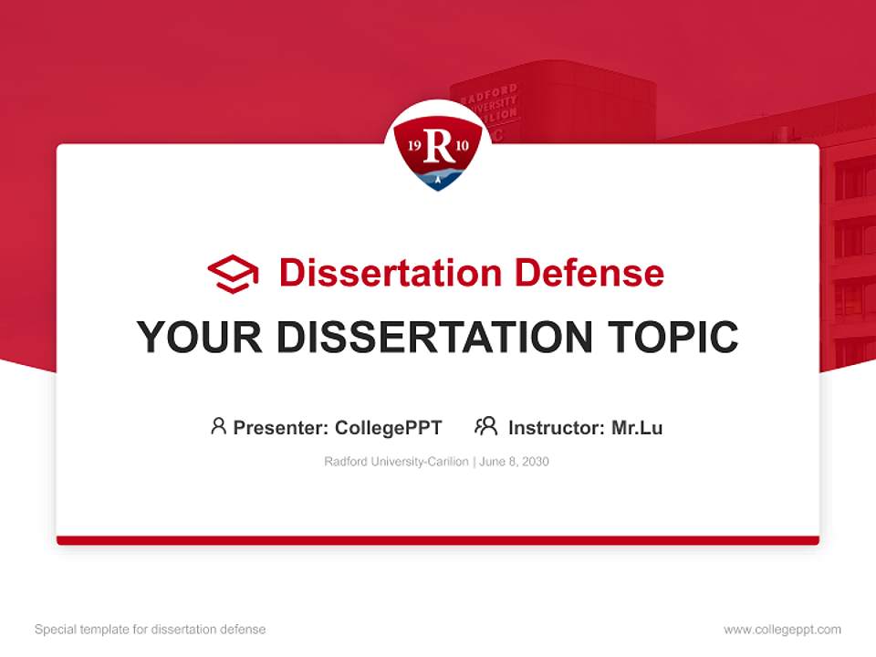 Radford University-Carilion Graduation Thesis Defense PPT Template4:3 ratio PPT effect preview image7