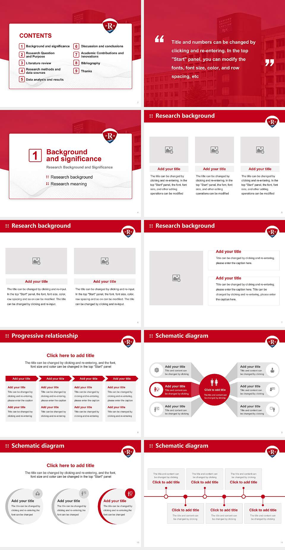 Radford University-Carilion Graduation Thesis Defense PPT Template4:3 ratio PPT effect preview image2