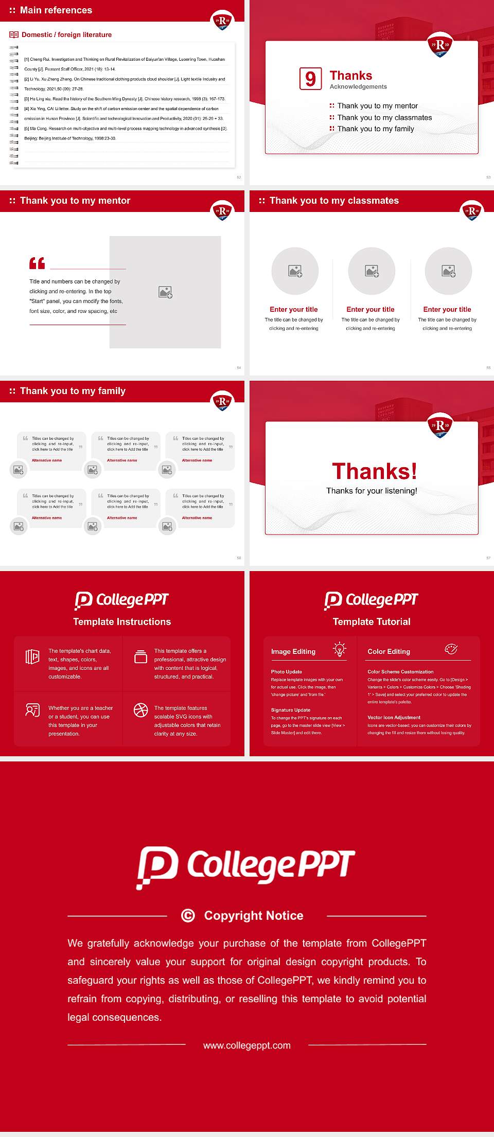 Radford University-Carilion Graduation Thesis Defense PPT Template4:3 ratio PPT effect preview image7