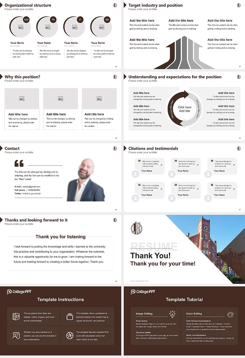 Quincy University Resume PPT Template16:9 ratio PPT effect preview image4