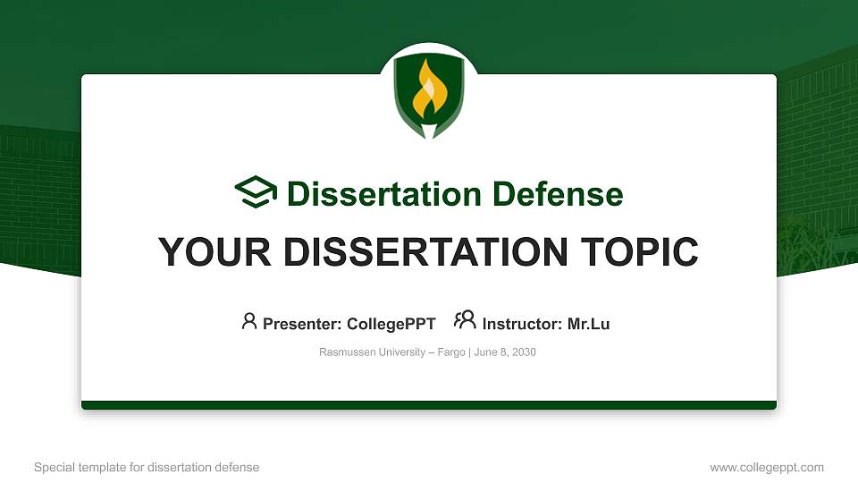 Rasmussen University – Fargo Graduation Thesis Defense PPT Template16:9 ratio PPT effect preview image