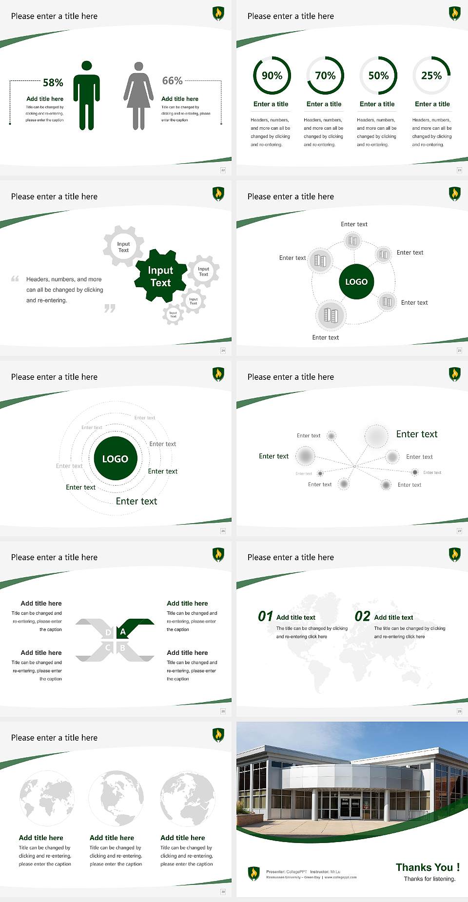 Rasmussen University – Green Bay Course/Courseware Creation PPT Template4:3 ratio PPT effect preview image4
