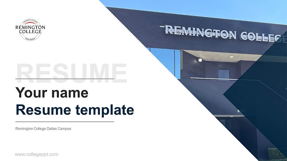 Remington College Dallas Campus Resume PPT Template16:9 ratio PPT effect preview image