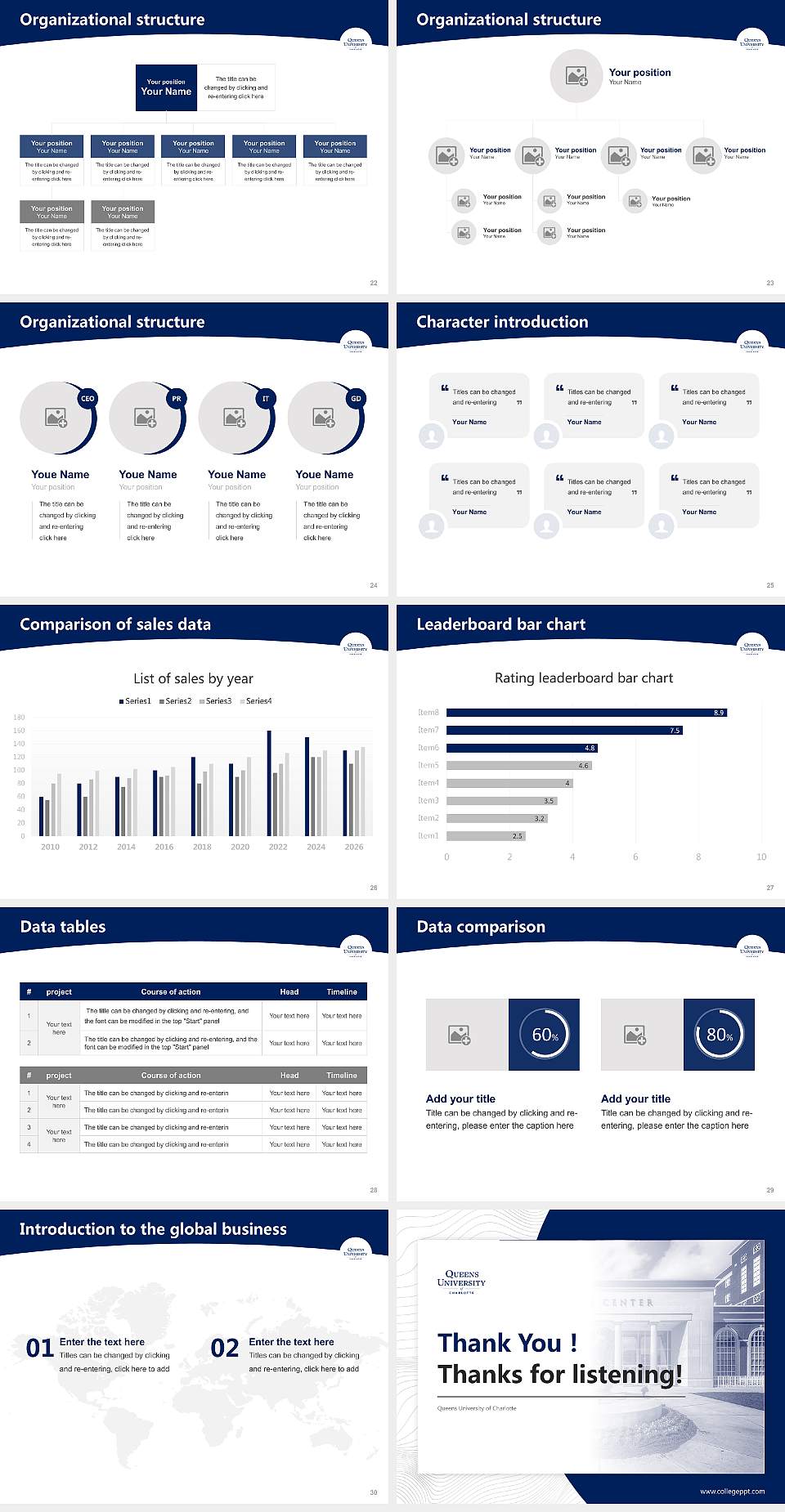 Queens University of Charlotte Academic Presentation/Research Findings Report PPT Template4:3 ratio PPT effect preview image4