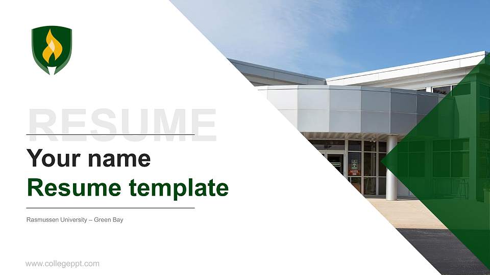 Rasmussen University – Green Bay Resume PPT Template16:9 ratio PPT effect preview image
