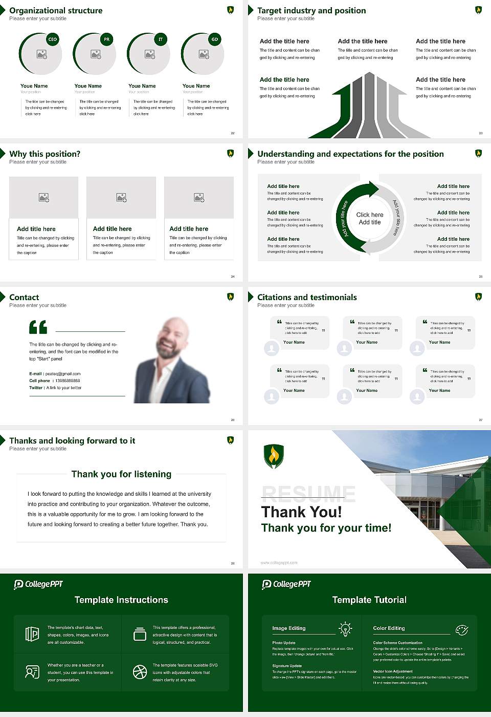 Rasmussen University – Green Bay Resume PPT Template16:9 ratio PPT effect preview image4