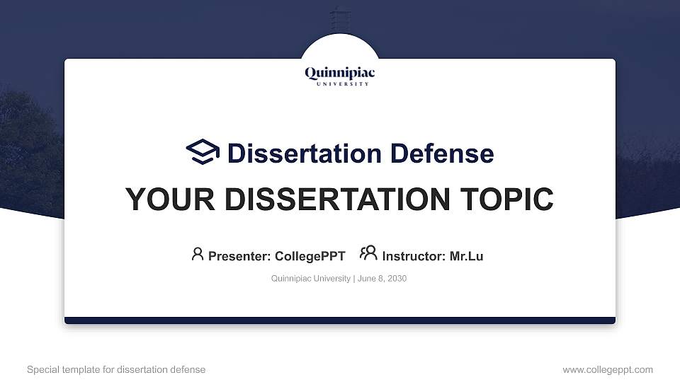Quinnipiac University Graduation Thesis Defense PPT Template16:9 ratio PPT effect preview image