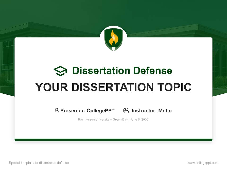 Rasmussen University – Green Bay Graduation Thesis Defense PPT Template4:3 ratio PPT effect preview image7