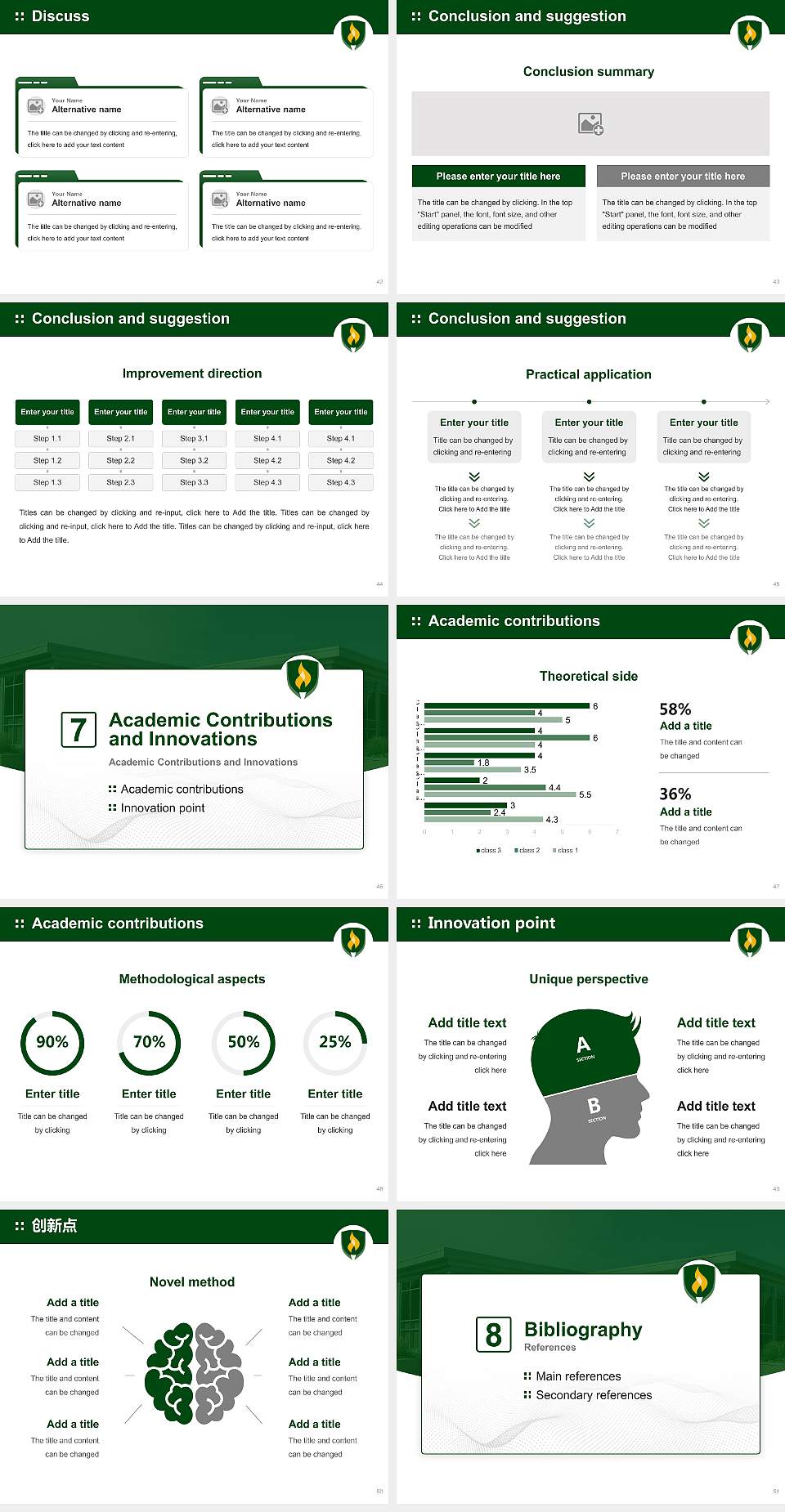 Rasmussen University – Green Bay Graduation Thesis Defense PPT Template4:3 ratio PPT effect preview image6